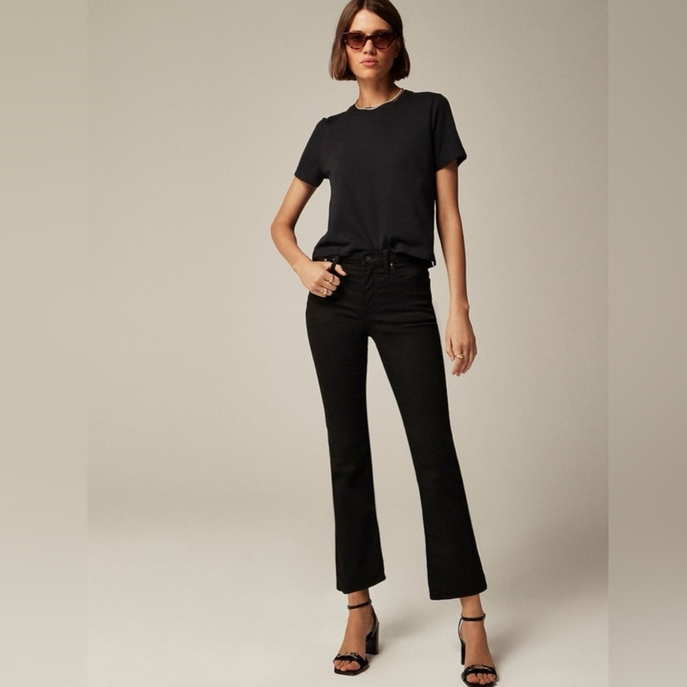 J. Crew Mid-rise Stretch Ankle Length Kickout Jean in Blackout Sz 30 Retail $148